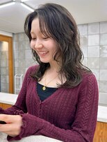 テトヘアー(teto hair) フェイスレイヤー ミディアムパーマ ベージュカラー レイヤー