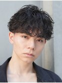 仙台シャドウパーマ緩め波巻きスパイラルパーマテーパーフェード