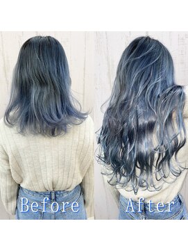 ブルーグレー シールエクステ フリンジウェーブ エクステ 札幌 L あるじゃんすー 札幌店のヘアカタログ ホットペッパービューティー