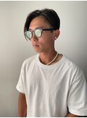 メンズセンターパート　マンバン　刈り上げマッシュ