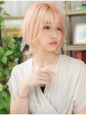 韓国風ネオウルフハイトーンカラー外ハネボブa戸頭10代20代30代