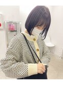 大人小顔切りっぱなし外ハネボブ ラベンダーカラー 10代20代
