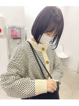 ラヴィズム 名駅店(LUVISM) 大人小顔切りっぱなし外ハネボブ ラベンダーカラー 10代20代