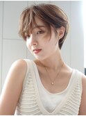 ショートヘア_グレーベージュレイヤーロング前髪パーマ_59344