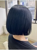 ワンレンボブ/切りっぱなしボブ/内巻きボブ/黒髪/ストレートボブ