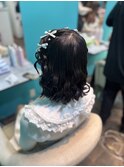 髪リボンハーフツイン