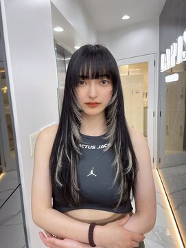 ラピス 渋谷本店(Lapis) インナーエクステ/ハイレイヤー/ミニウルフ/ホワイトグレージュ