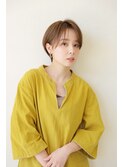 前髪なしベージュ丸みショート 奈良王寺 20代30代40代50代