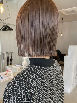 シェル 津山の手店(shel) 暗めカラー切りっぱなしボブ◎秋カラーブラウンベージュ×透明感