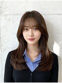 アンブレラカラーミディアムヘアショートカットセミロング50代