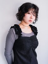 ヘアークラフト(Hair Craft)&nbsp;黒髪ボブレイヤー×くるくるパーマ【岡山】リップラインボブ
