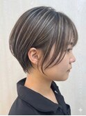 宇都宮ショートボブショートカット白髪ぼかしハイライト白髪染め