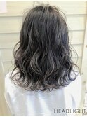 ハイライト×アッシュグレイ×デジタルパーマ