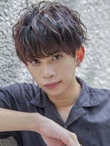 小久保Style☆ハイライトアッシュブラックマッシュパーマウルフ