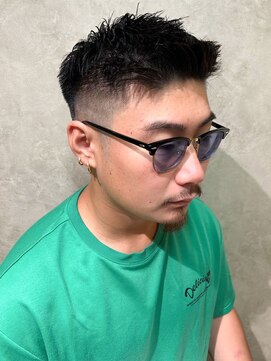 ザ マイル(The mile) メンズカット＊アップバングスキンフェード＊アッシュブラック