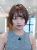 大人かわいい前髪セシルカットココアブラウンフリンジウェーブ