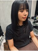 【Cuem 菅原】黒髪ハイレイヤーぱつっとワイドバング