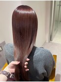 30代40代秋冬に人気♪艶のあるピンクベージュ髪質改善縮毛矯正