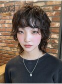 大人女性ニュアンスパーマミディアムウルフ