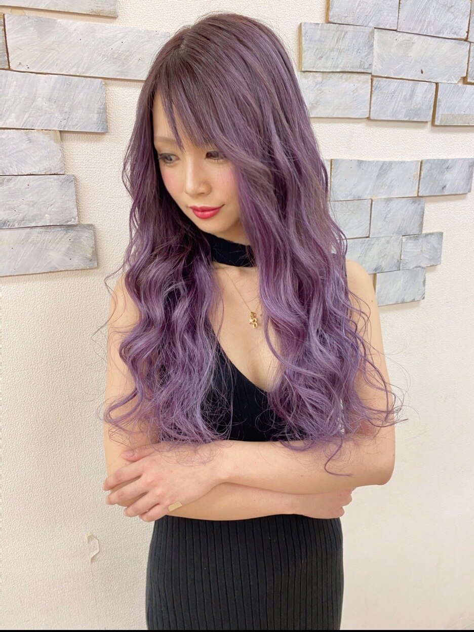 パープル×アッシュ#シールエクステ#ラベンダーカラー#宇都宮