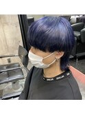 メンズネイビーブルーマッシュウルフ