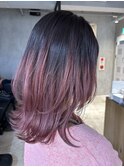 レディースミディアムレイヤーグラデーションピンクベージュ