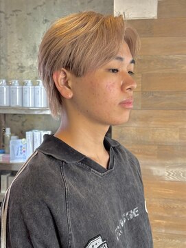 メンズサロン トレヘアー 京都烏丸店(tRe hair) ダブルカラー　ミルクティー　　センターパート