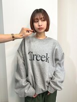 フォト 新宿三丁目(foto)&nbsp;くびれヘア/アプリコットオレンジ/韓国/ボブ/レイヤー/前髪/新宿