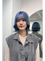 アオ(AO。) ブリーチ2回で作る透け感ネイビーカラー!