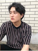 【SiSTA】田中かきあげバングブルーブラック無造作パーマ
