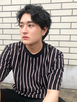 シスタ(SISTA) 【SiSTA】田中かきあげバングブルーブラック無造作パーマ