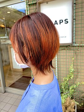 クラップス 京急富岡(CLAPS) ショートウルフ×オレンジカラー　【中田】