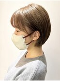 ワンカラーベージュブリーチなしダブルカラー切っぱなしボブ横浜