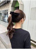 韓国巻きポニーテールアレンジ