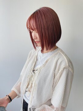 テルヴェ(Terve) ぷつっとボブボブコーラルピンクピンクブラウン暖色カラーボブ