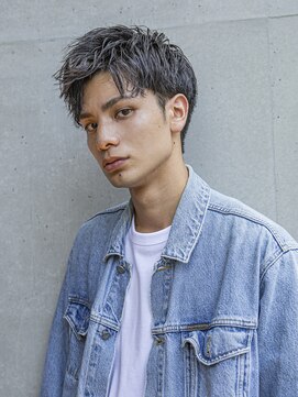 シティ(CITY) フェザーパーマブルーブラックサーフカールスパイキーショート