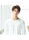 ★黒髪人気ツーブロックニュアンスセンター束感ダークアッシュ