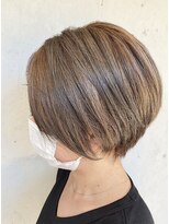エルプラスヘアー 平尾店(L+hair) 30代40代大人可愛い小顔ショートボブ丸みベージュ
