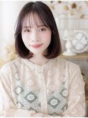 シースルー前髪ダークアッシュ内巻き丸みボブa北浦和20代30代