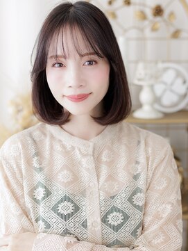 カバーヘア ブリス 北浦和(COVER HAIR bliss) シースルー前髪ダークアッシュ内巻き丸みボブa北浦和20代30代