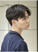 ニュアンスパーマ ツーブロックショート センターパート