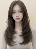 結べるレイヤーカット×くびれヘア×ハッシュカット×ミディアム