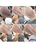 くびれヘアアプリコットオレンジ夏ハイライトカラー