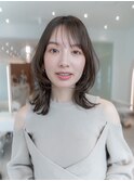 20代30代大人かわいい黒髪グレーベージュミディアムレイヤー