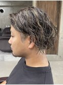 メンズ/アップバング/ツーブロックマッシュ/束感ショート波巻き