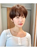 大人マッシュショートショートヘアニュアンスパーマ30代40代