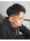 束感アップバングショートスキンフェード黒髪ツーブロック