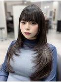 【韓国風ヘア】姫カットレイヤー/韓国風巻き/くすみベージュ
