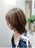 大人かわいいレイヤーミディアム×ベージュブラウン