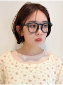 レイヤーボブ　フレンチバング　ワンレン　ピンクブラウン